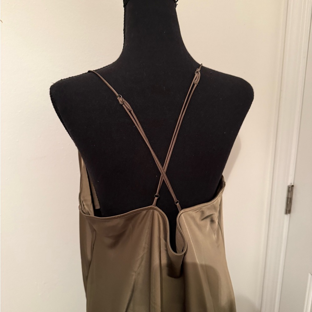 Banana Republic Olive Satin Slip Maxi Dress - Picture 6 of 8